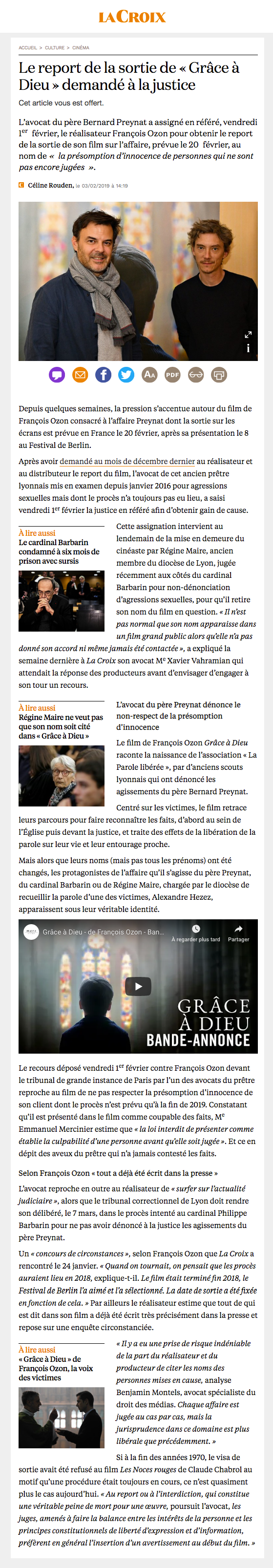 Grâce à Dieu La croix