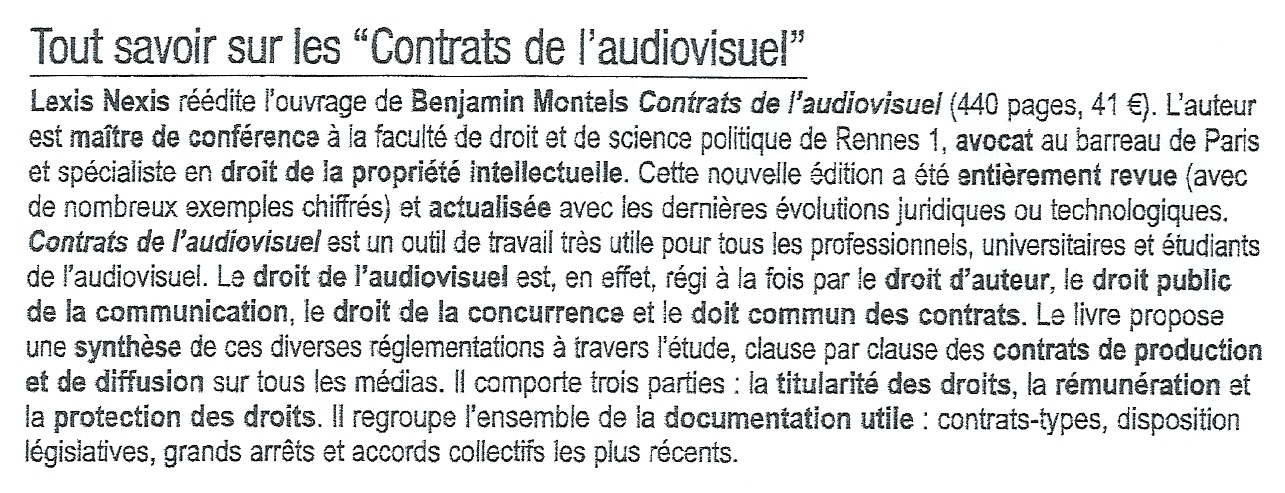 contrats audiovisuel